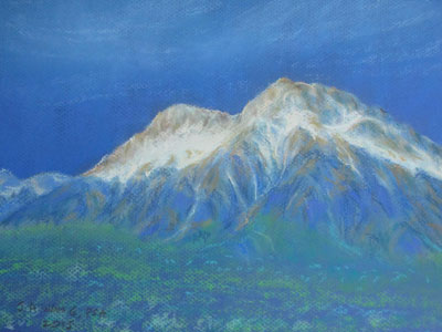 Pastel painting by John Wang - A Section Of The Jade Dragon Snow Mountain, Yunnan, China