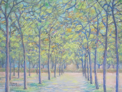 Pastel painting by John Wang - Sun-lit Foliage