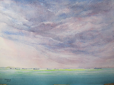Watercolour painting by John Wang - Darkening Sky (2)