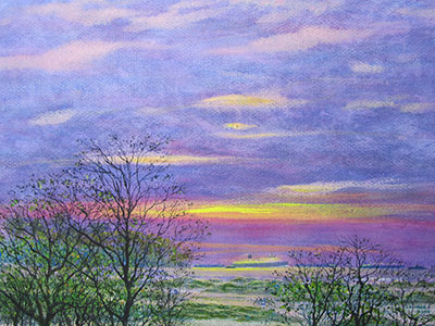 Watercolour painting by John Wang - Golden Streaks