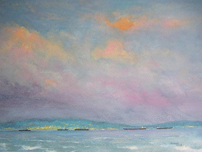 Watercolour painting by John Wang - Nostalgic Evening Colours