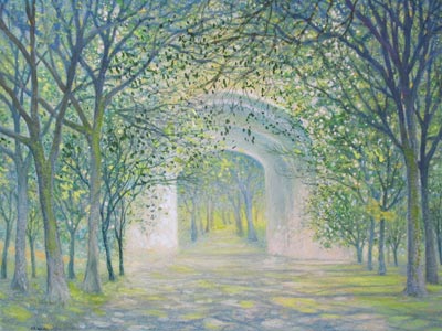 Watercolour painting by John Wang - Gateway To Fort Canning Park