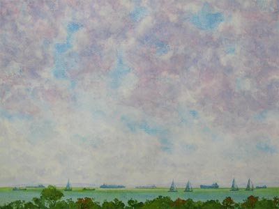 Watercolour painting by John Wang - Racing Yachts